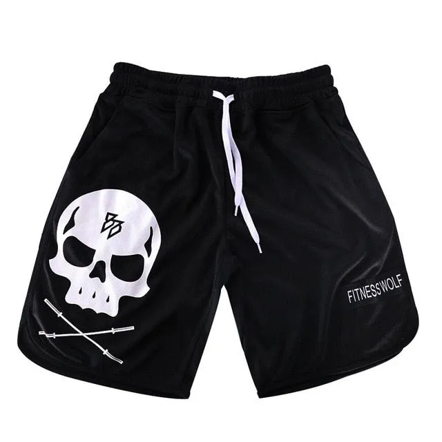 2018 running shorts men quick dry Skull print gym jogging shorts for men
