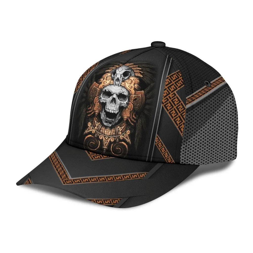 3D All Over Printed Skull Ancient Greek Pattern Classic Cap Hat, Skull Baseball Cap Hat, Skull Cap