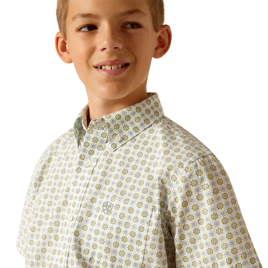 Ariat Kid's Boys Eduardo Classic Print Green Shirt