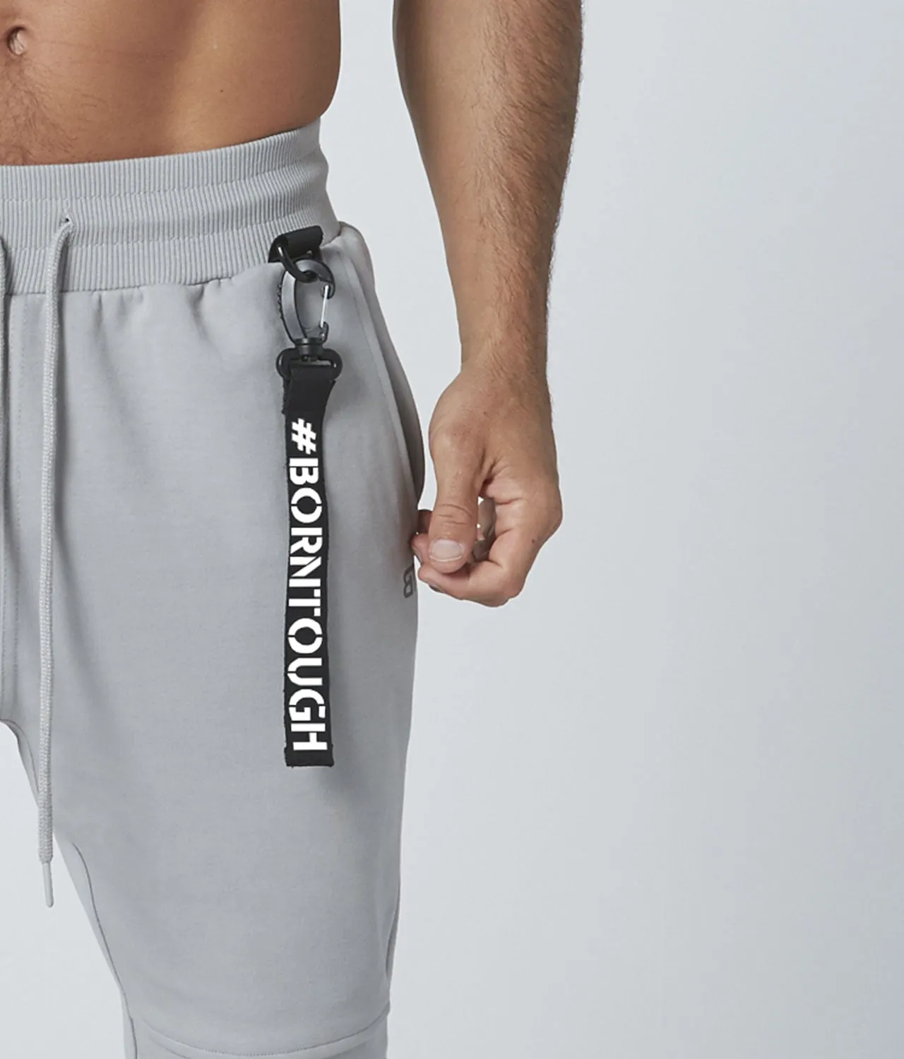 Born Tough Core Fit Zippered Gray Running Jogger Pants for Men