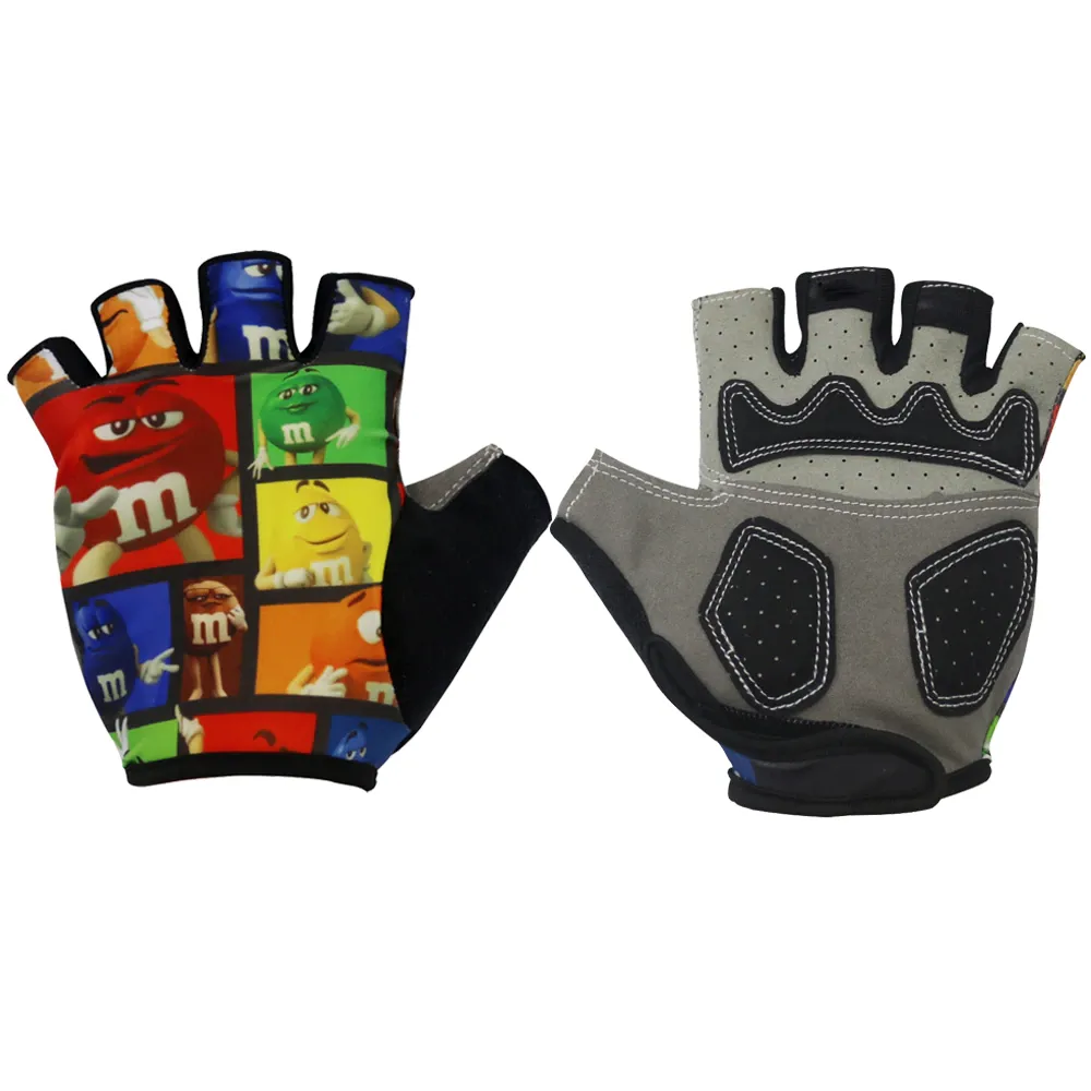 Colorful Cartoon Cycling Anti-slip Anti-sweat Men Women Half Finger Glove Breathable Anti-shock Sports Gloves Bike Bicycle Glove