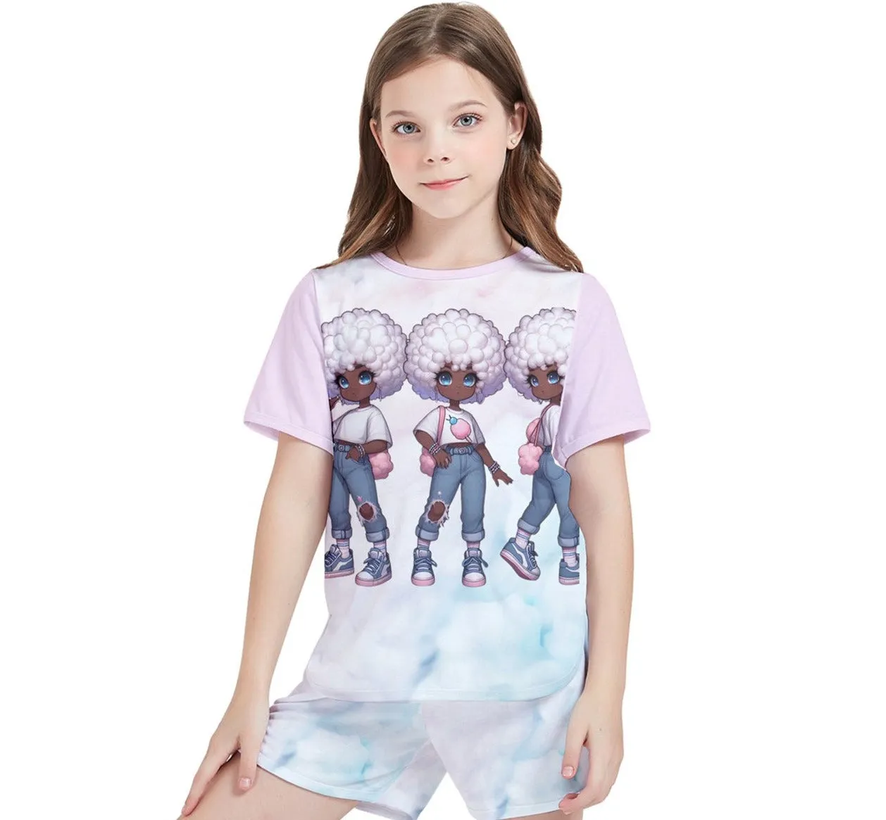 Cotton Candy Stylie Girls' T-Shirt And Shorts Outfit Set