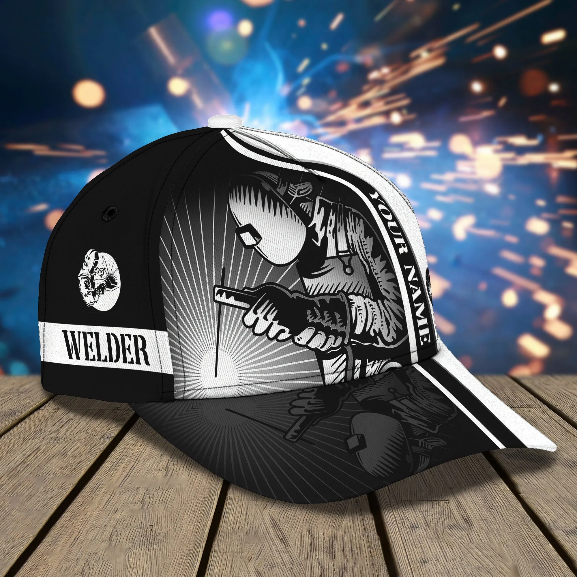 Custom Name 3D Full Printed Classic Cap Hat For Welder, Welding Cap Hat