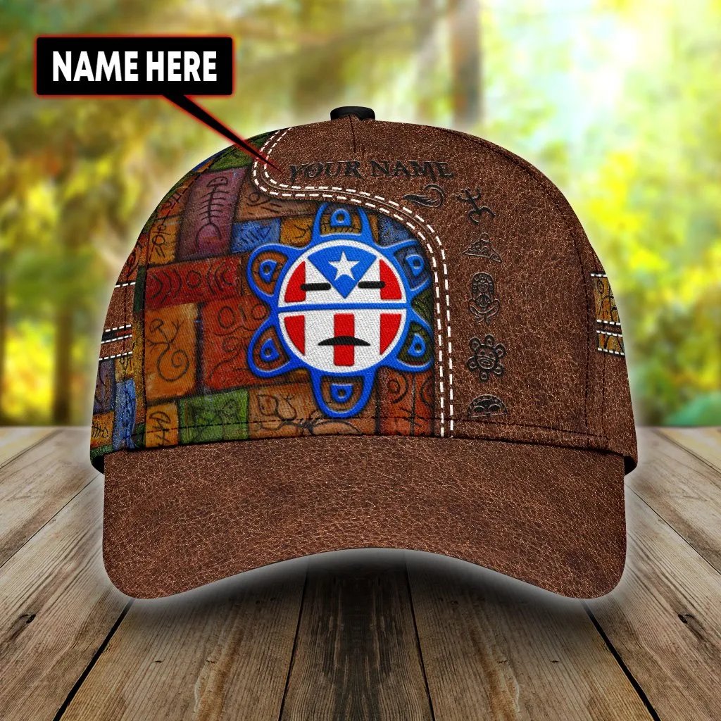 Customized Puerto Rico Cap Hat in Leather Pattern, Puerto Rico Gifts