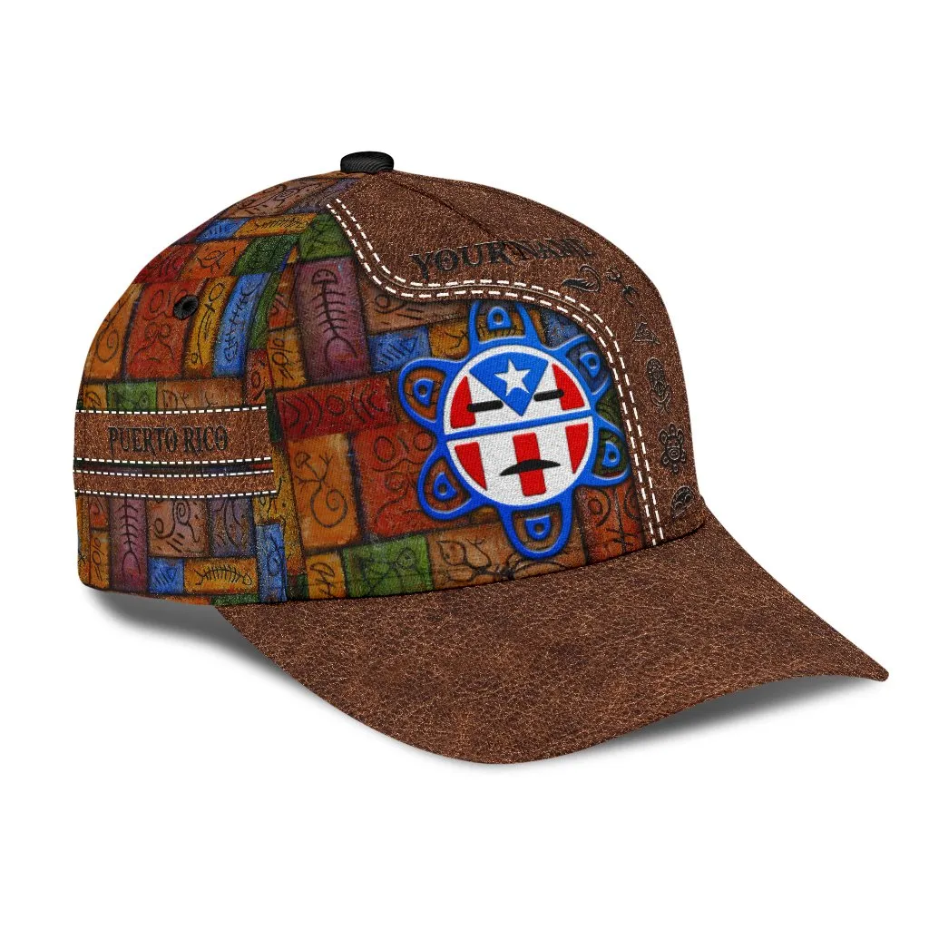 Customized Puerto Rico Cap Hat in Leather Pattern, Puerto Rico Gifts