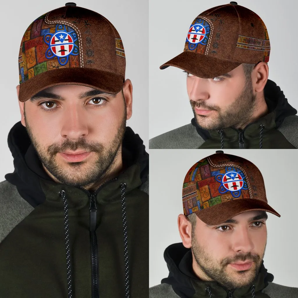 Customized Puerto Rico Cap Hat in Leather Pattern, Puerto Rico Gifts