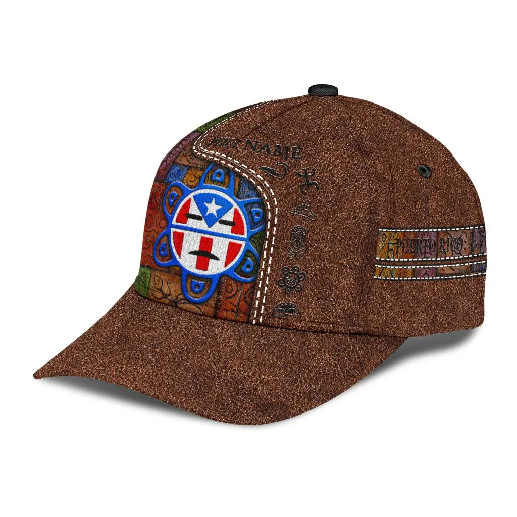 Customized Puerto Rico Cap Hat in Leather Pattern, Puerto Rico Gifts