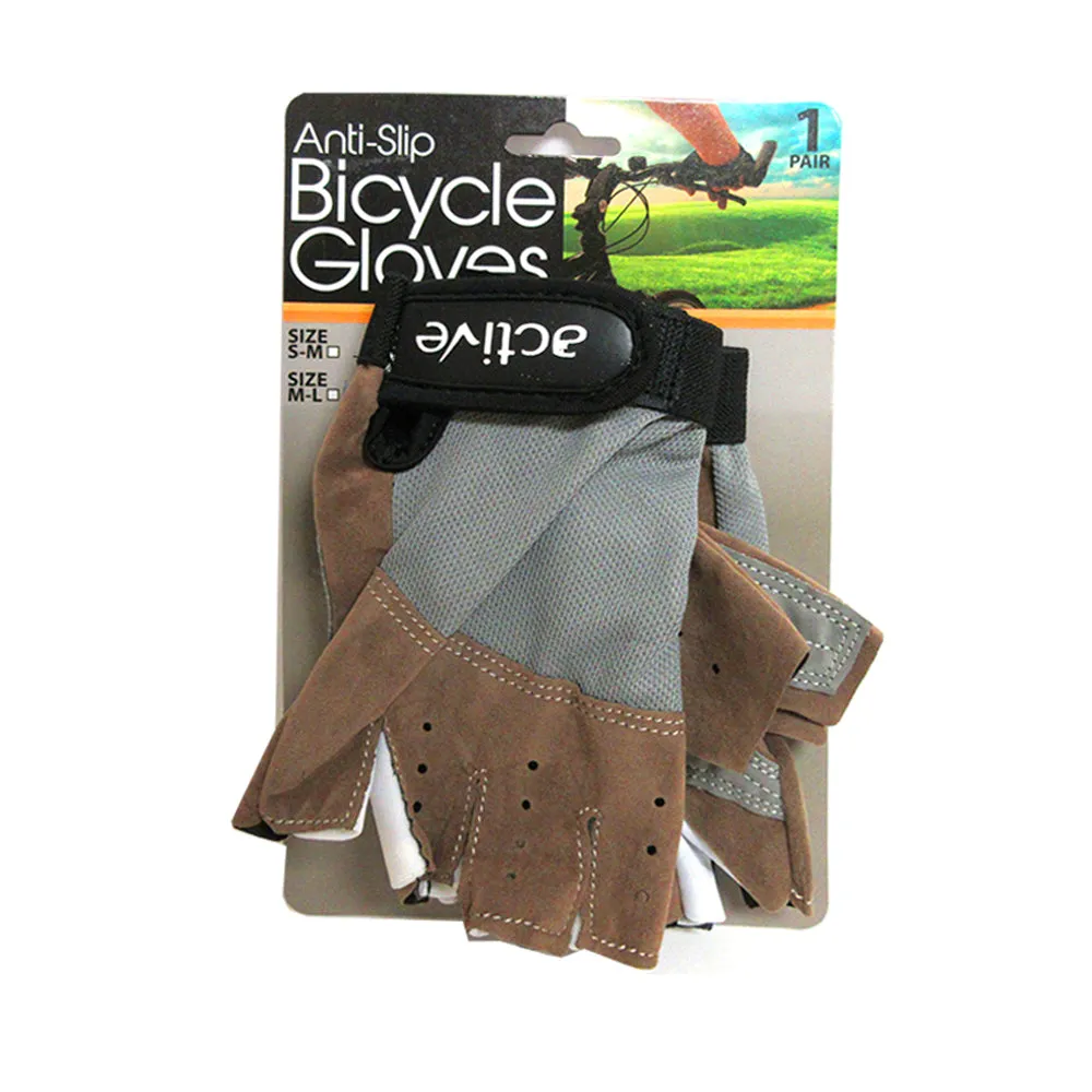 Cycling Gloves Padded Half Finger Bicycle MTB Bike Sports Strap Size S-M Brown