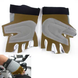 Cycling Gloves Padded Half Finger Bicycle MTB Bike Sports Strap Size S-M Brown