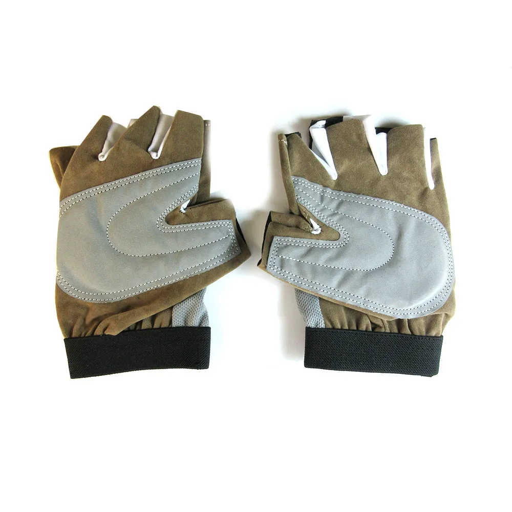 Cycling Gloves Padded Half Finger Bicycle MTB Bike Sports Strap Size S-M Brown