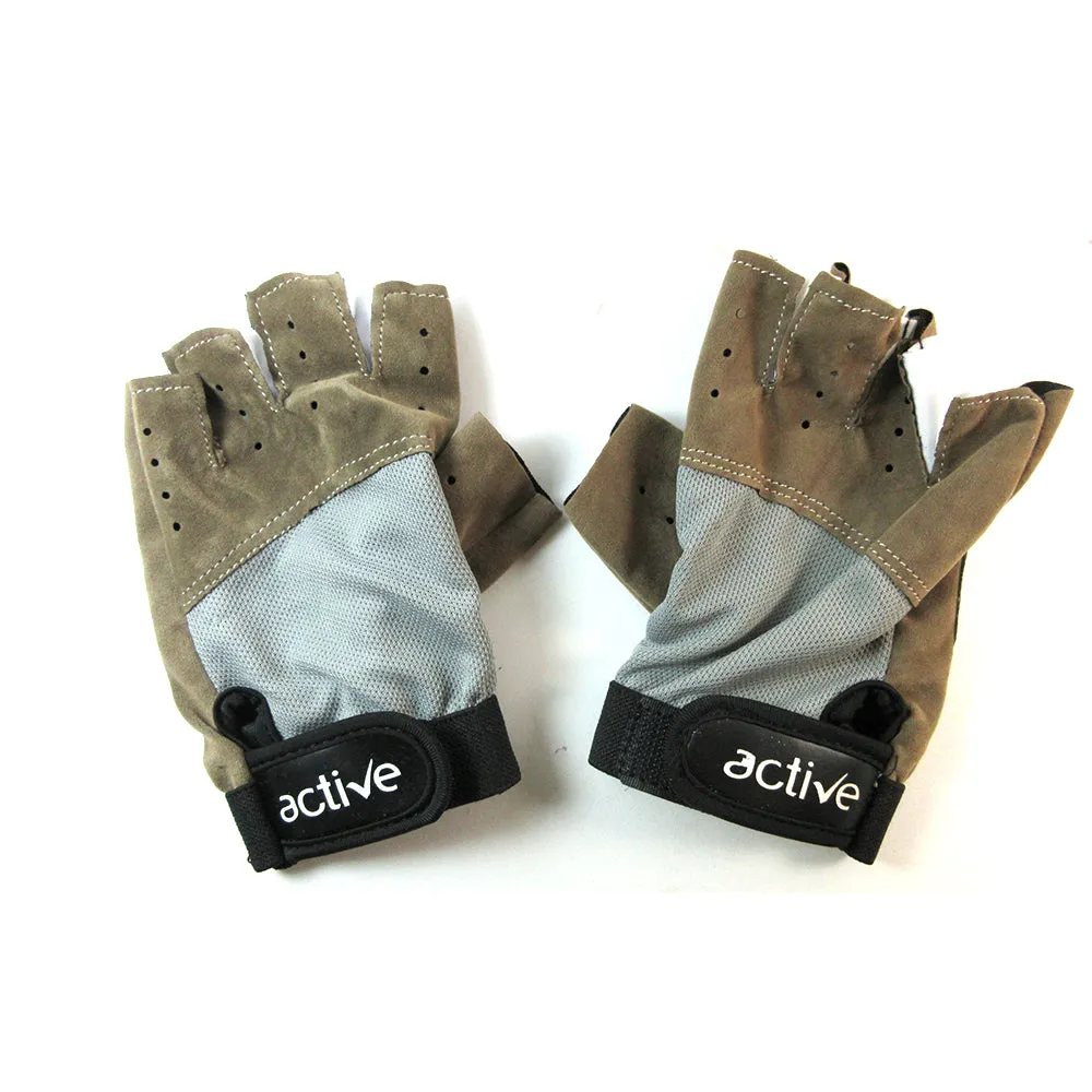 Cycling Gloves Padded Half Finger Bicycle MTB Bike Sports Strap Size S-M Brown