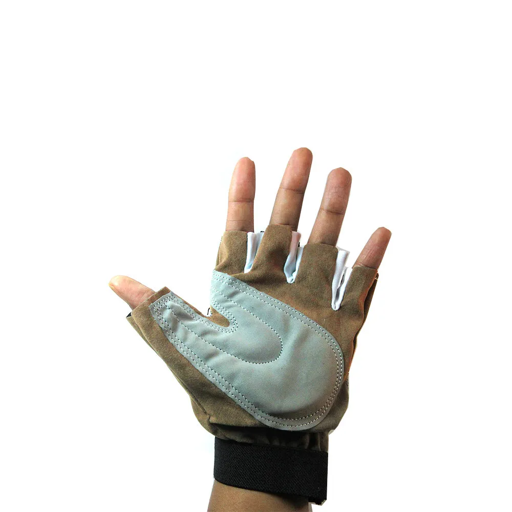 Cycling Gloves Padded Half Finger Bicycle MTB Bike Sports Strap Size S-M Brown