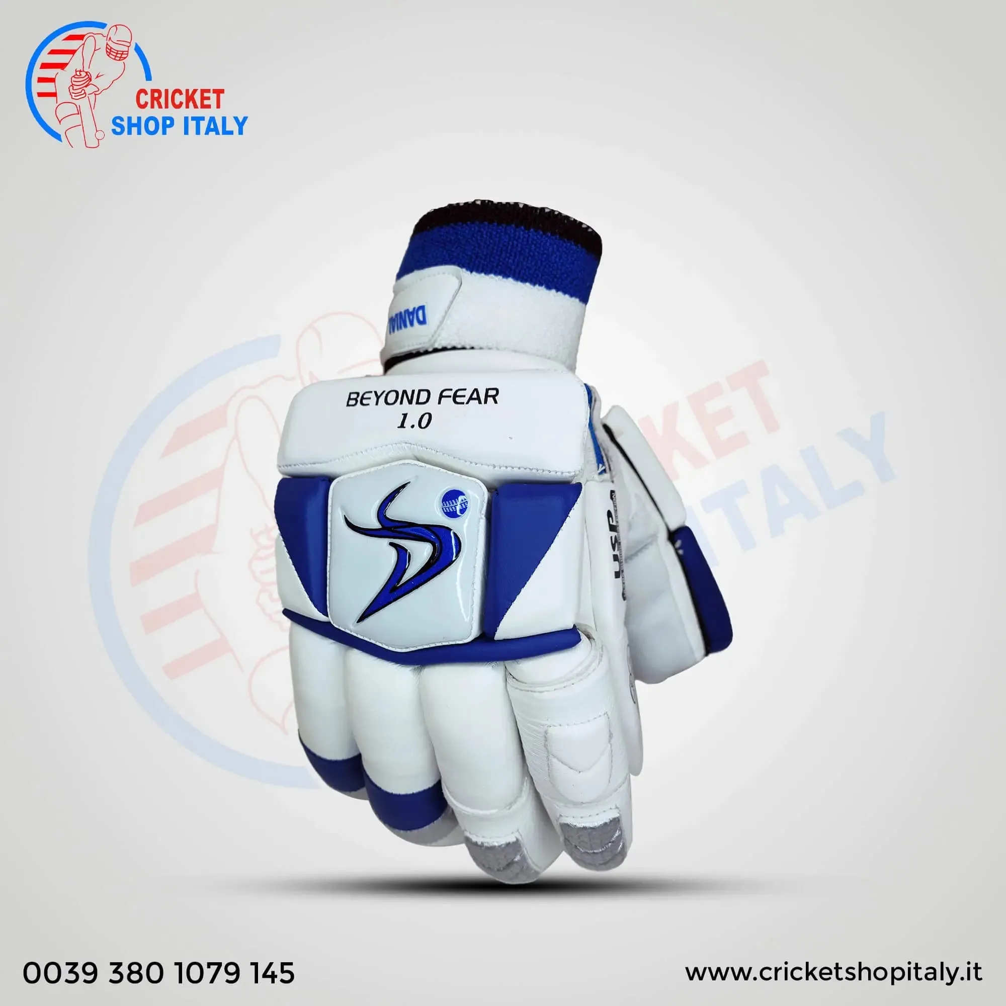 DS D 1.0 White/Blu Batting Gloves Youth