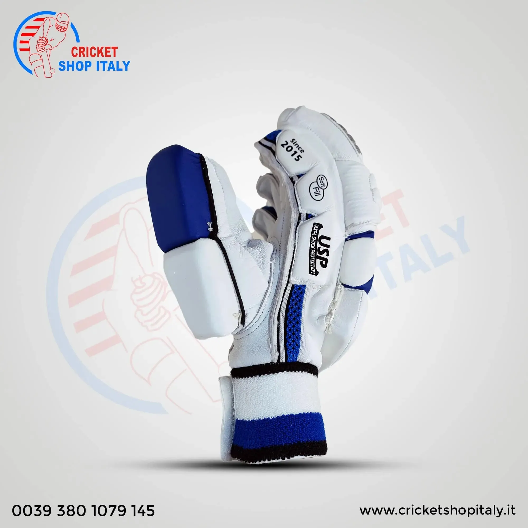 DS D 1.0 White/Blu Batting Gloves Youth