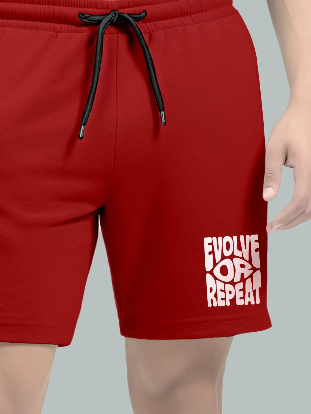 Evolve Or Repeat Cotton Mens T Shirt and Shorts Combo Set (Plus Size)