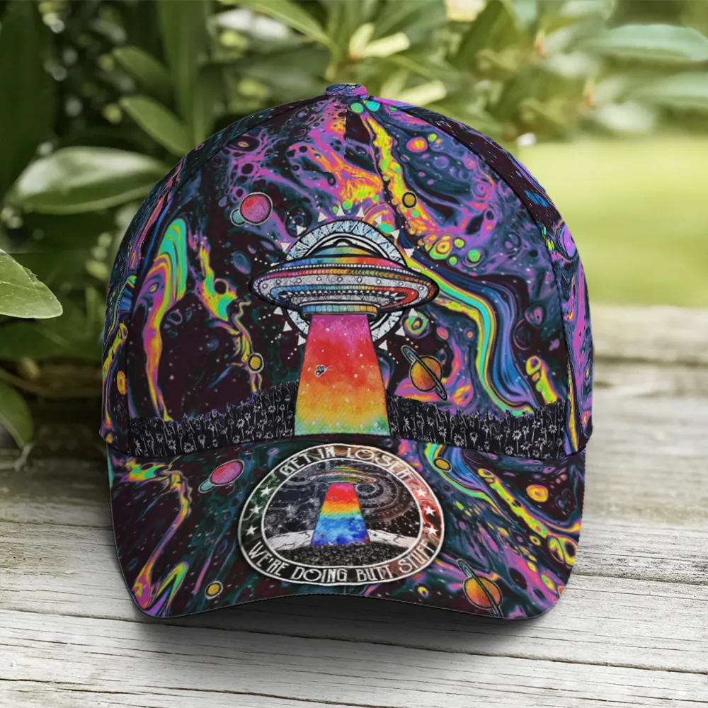 Get In Loser Psychedelic Style Spaceship Baseball Cap Coolspod