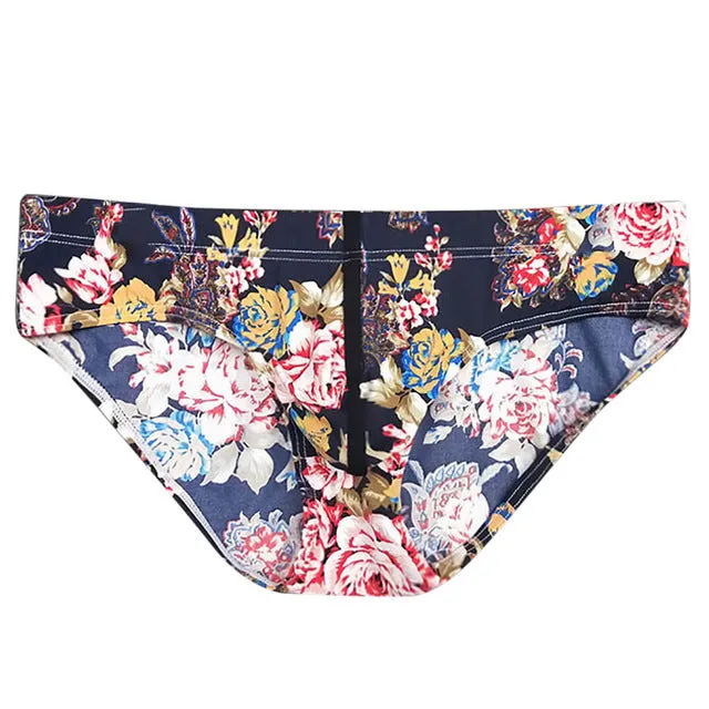Men Patchwork Print Flat Bikini