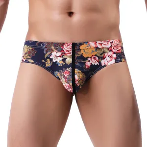 Men Patchwork Print Flat Bikini