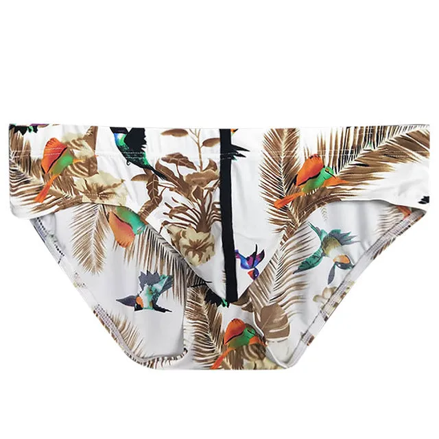 Men Patchwork Print Flat Bikini