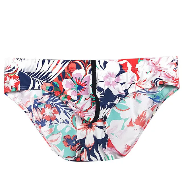 Men Patchwork Print Flat Bikini