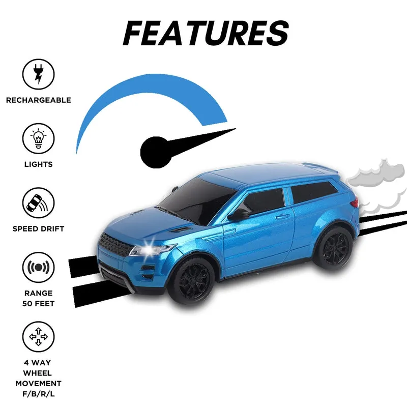 Rechargeable High Speed Remote Control Mini Car Resembling Rover with Lithium Battery for Kids (Scale 1:24) - Blue