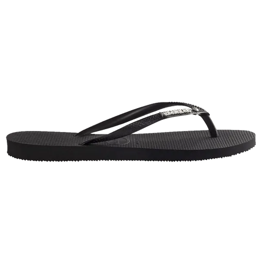 Slim Metal Logo Crystal Thongs