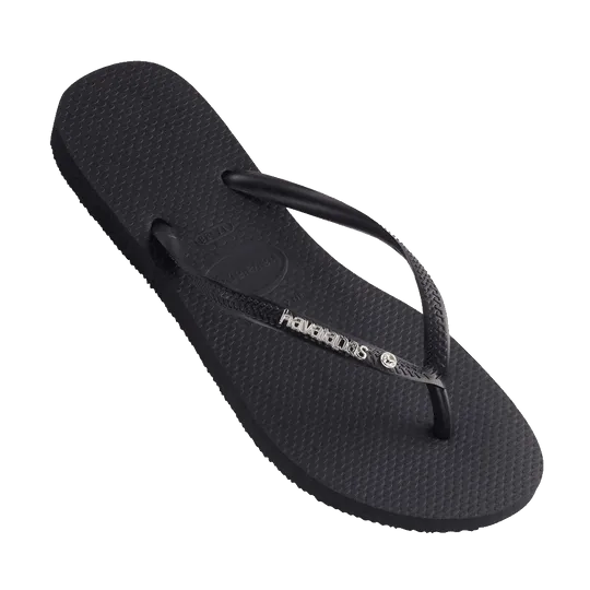 Slim Metal Logo Crystal Thongs