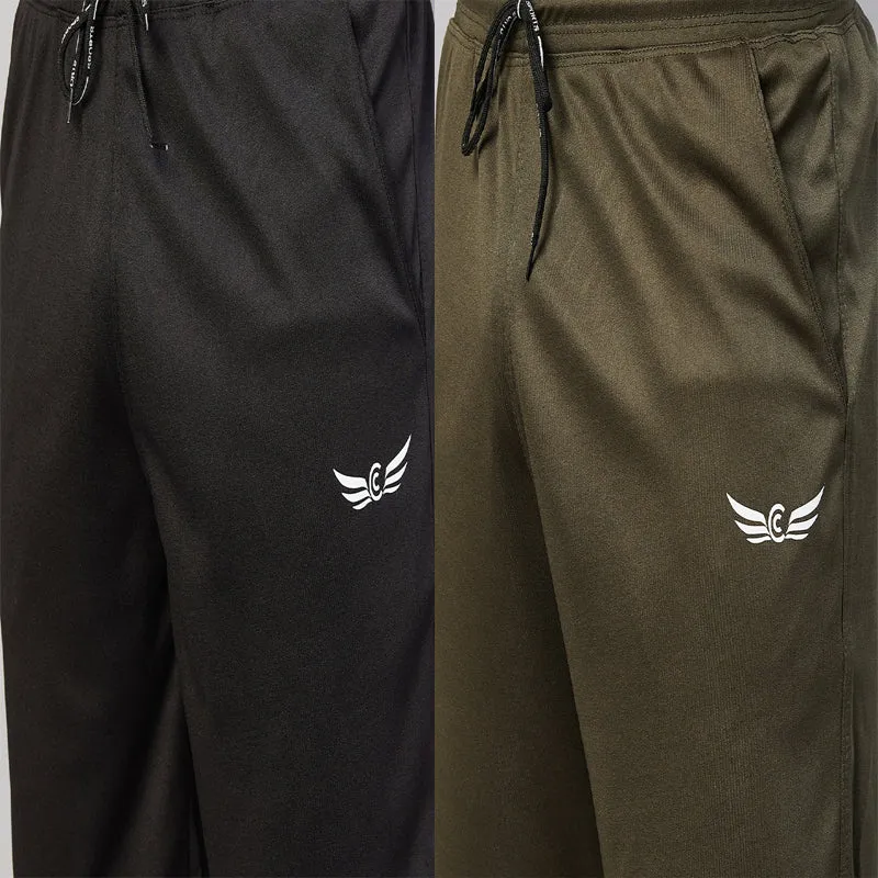 Solid Men Shorts For Training & Workout (Black Dark Green) (Pack of 2)