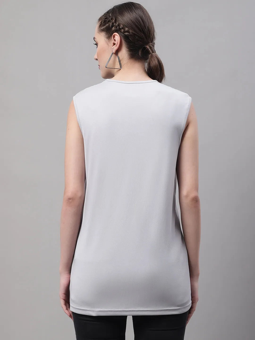 Vimal Jonney Regular Fit Dryfit Lycra Solid Light Grey Gym Vest for Women
